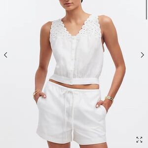Madewell White Eyelet Crop Top NWT
